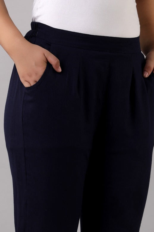 Black Cotton Straight Pant