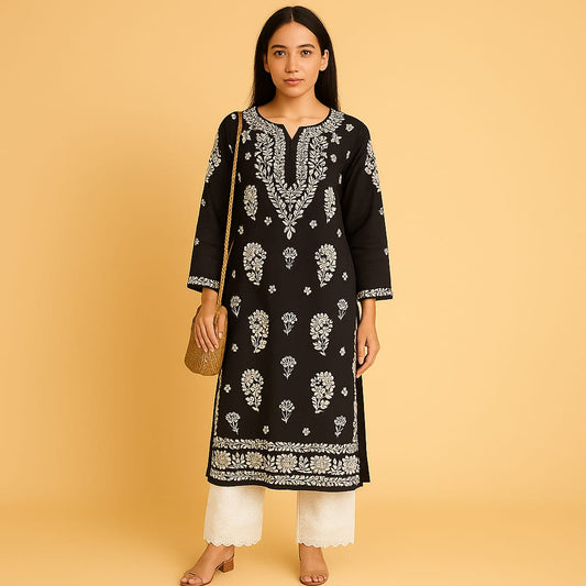 Black Premium Modal Chikankari Kurta