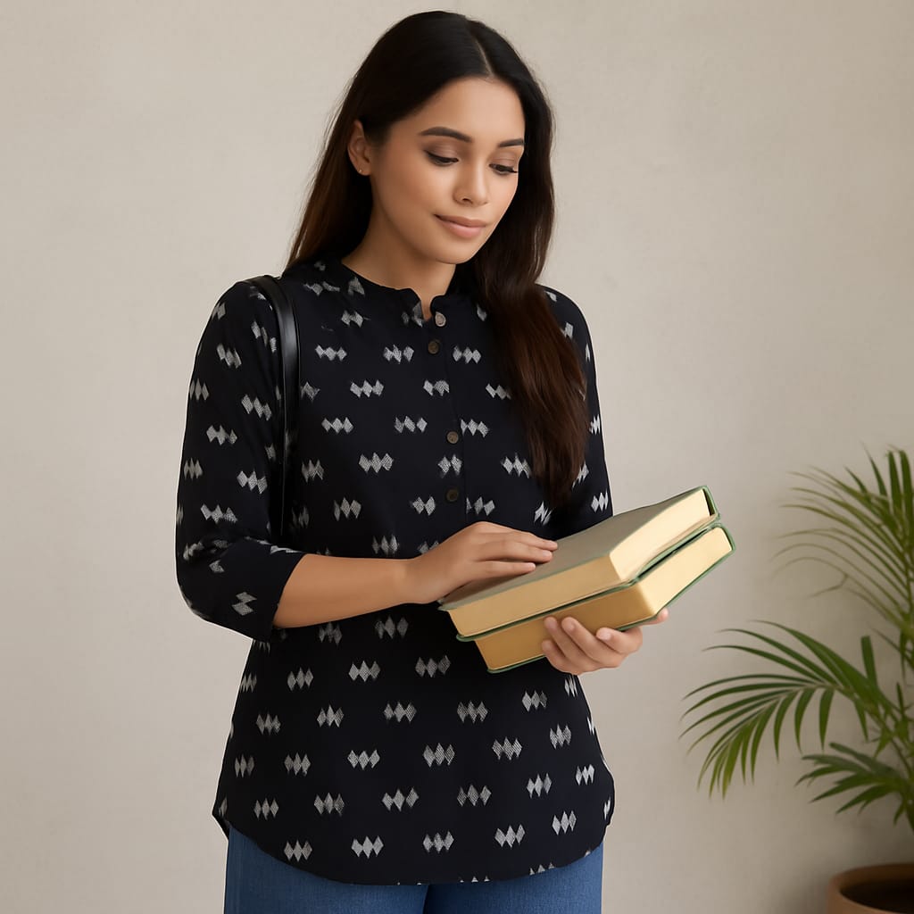 Black Cotton Novy Tunic Top