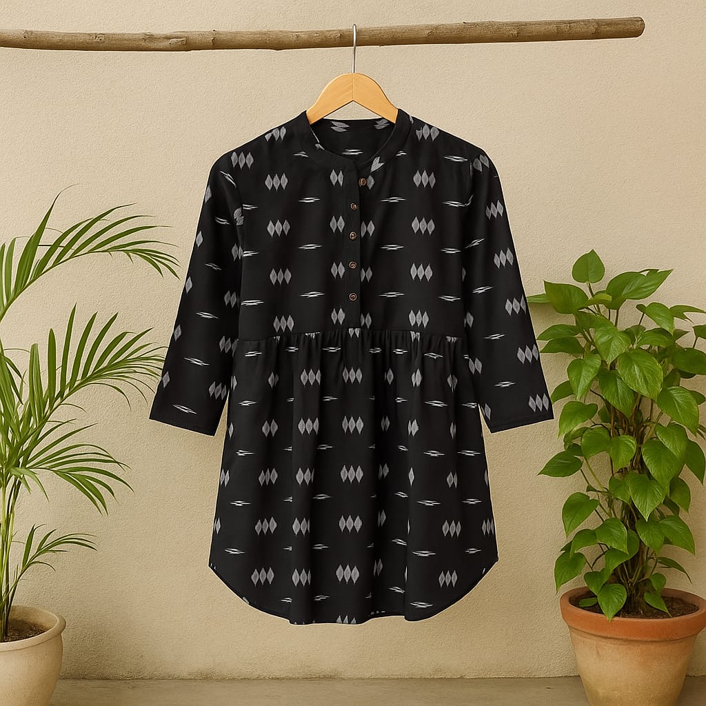 Black Cotton Novy Tunic Top