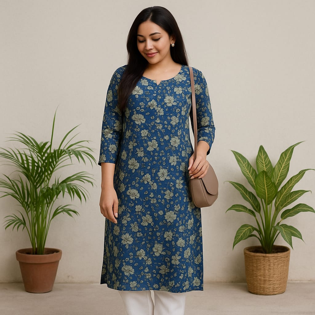 Blue Floral Printed kurta