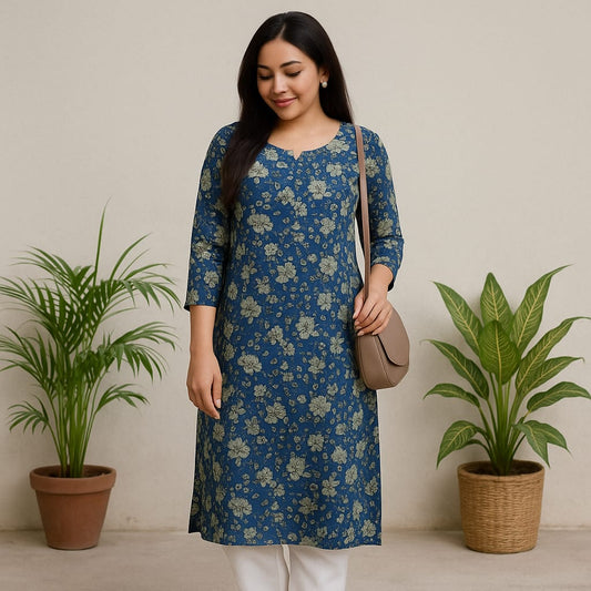 Blue Floral Printed kurta