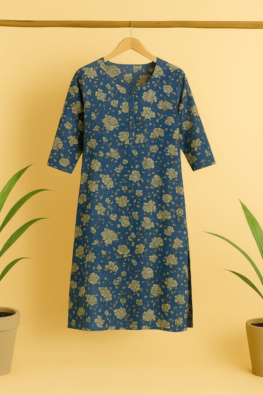 Blue Floral Printed kurta