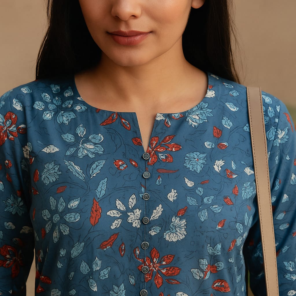 Blue Block Print Kurta