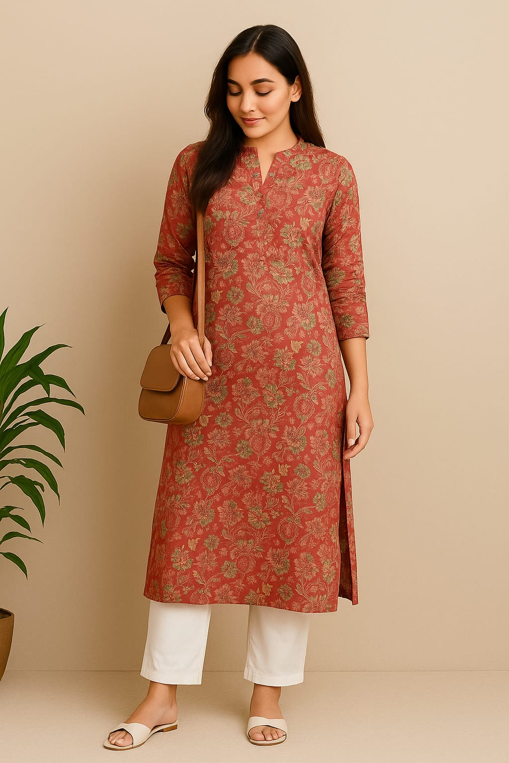 Coral Block Print Kurta