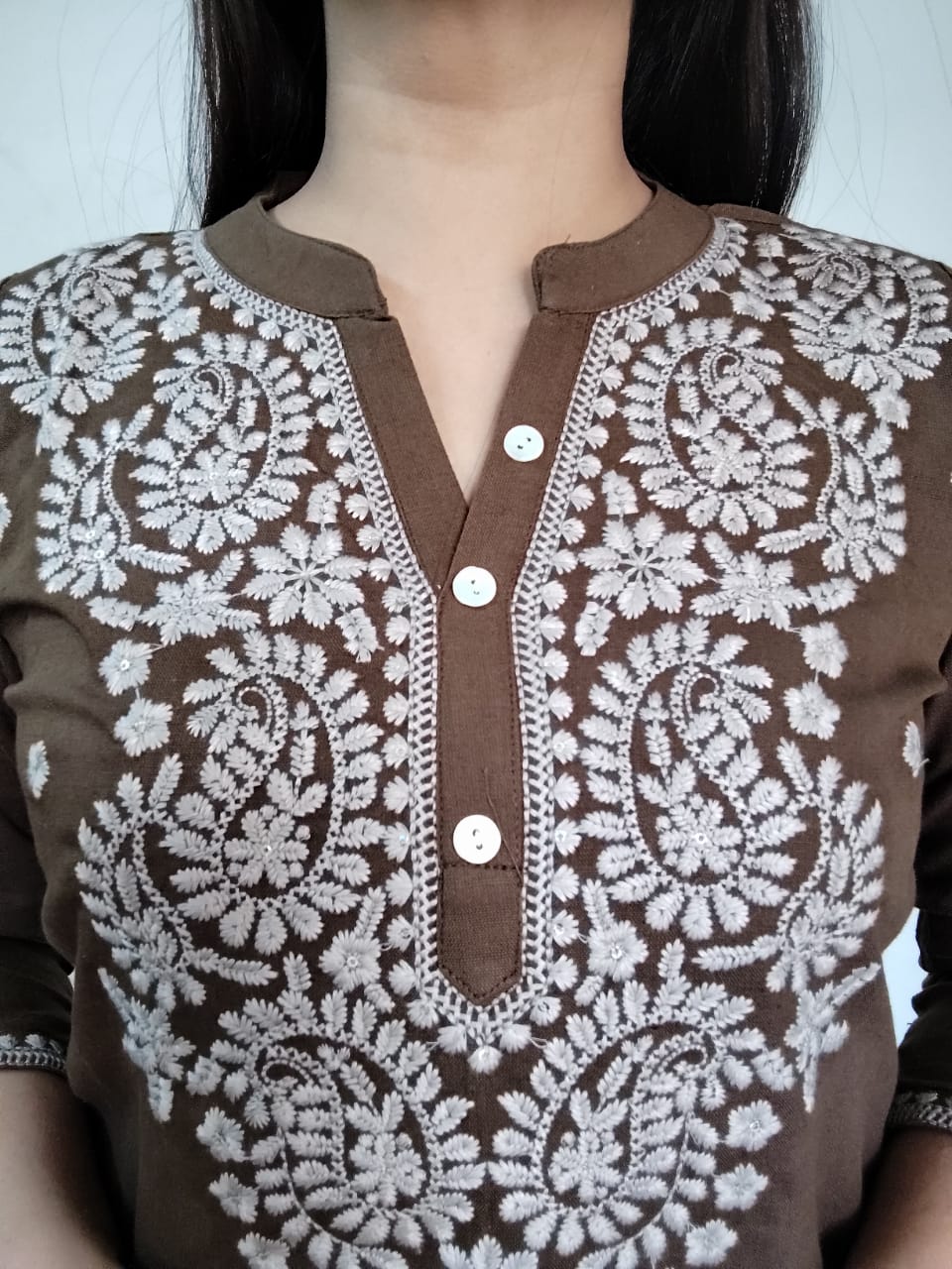 Brown Embroided Kurta set