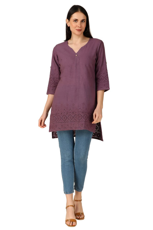 Wine Shifly Cotton Kurta