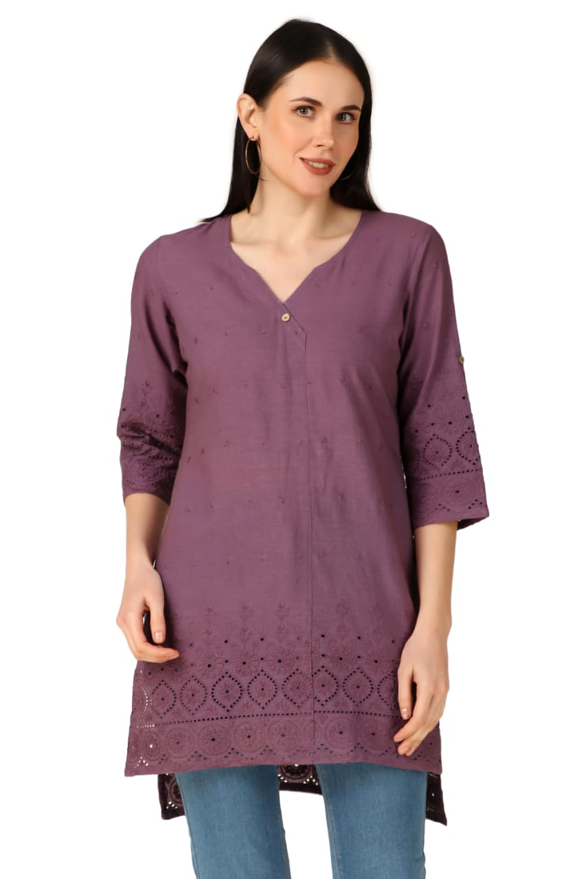 Wine Shifly Cotton Kurta