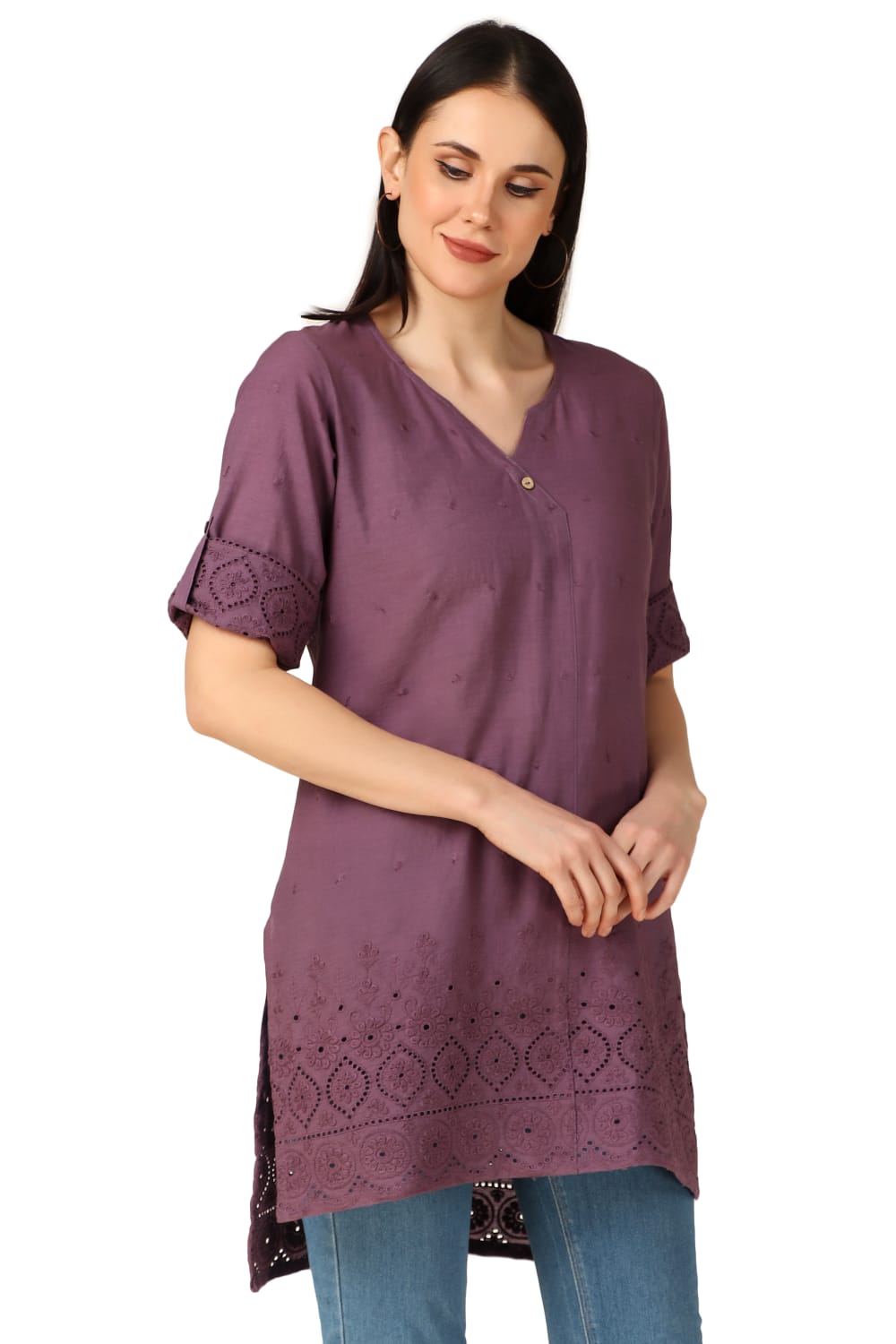 Wine Shifly Cotton Kurta