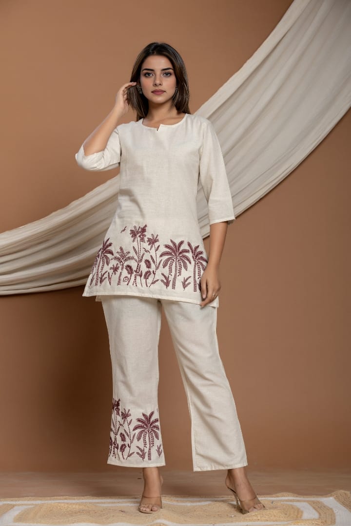 Cream Myra Infy Coord Set