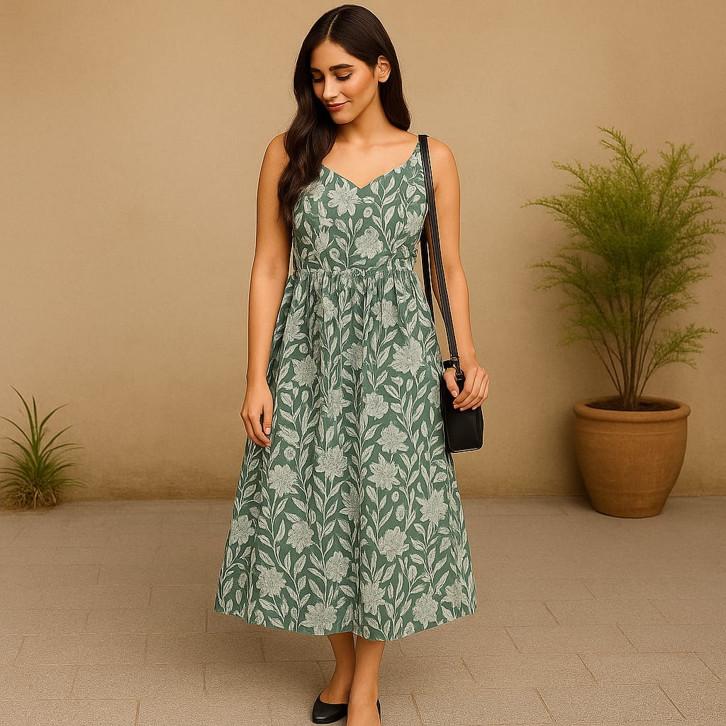 Green Cotton Strappy  Kurta