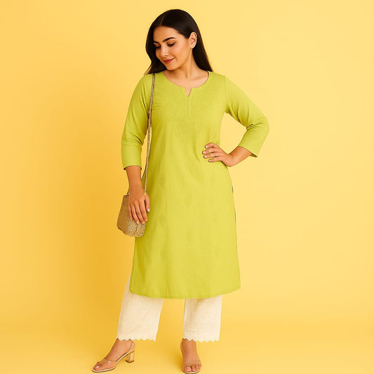 Lime Green cotton Adab kurta