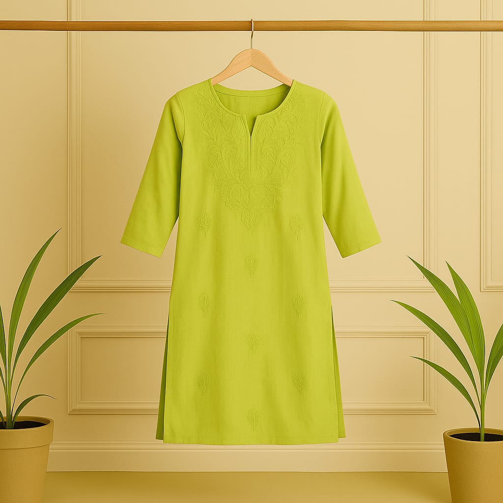 Lime Green cotton Adab kurta