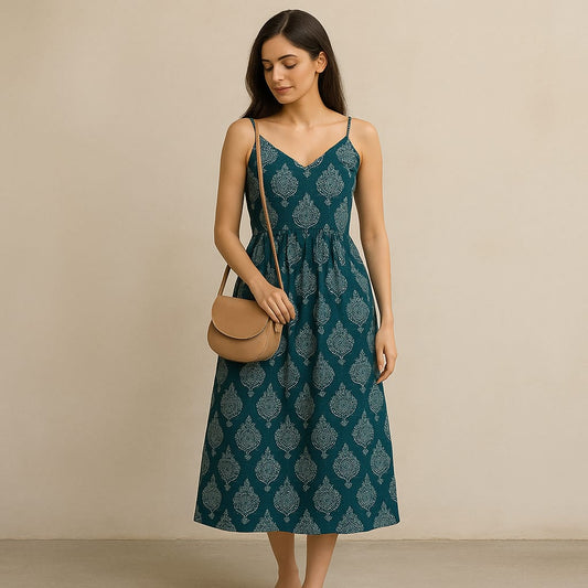 Blue Cotton Stappy  Kurta