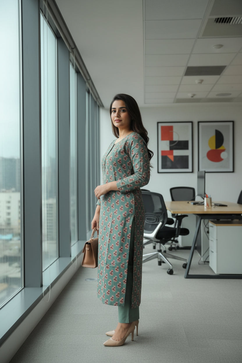 Green Amery Kurta