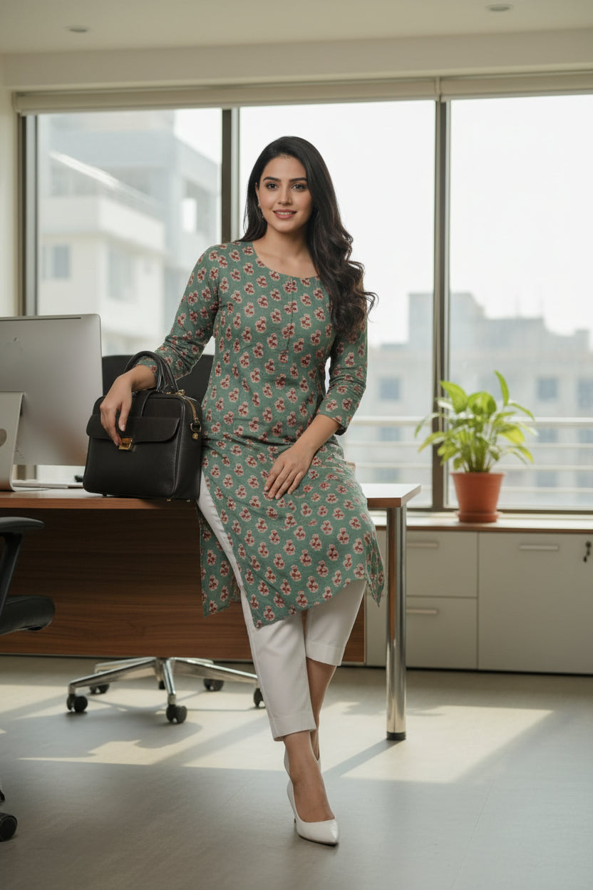 Green Amery Kurta
