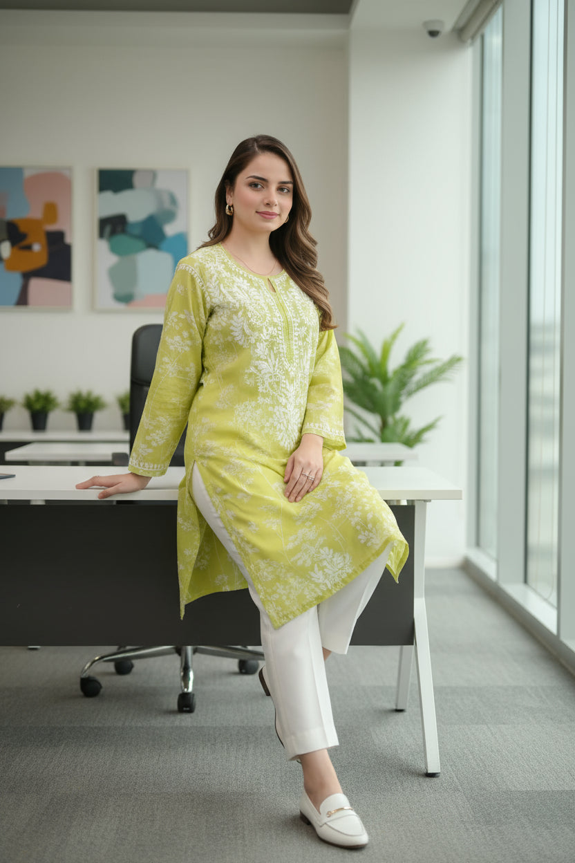 Green Chicky Infy Kurta
