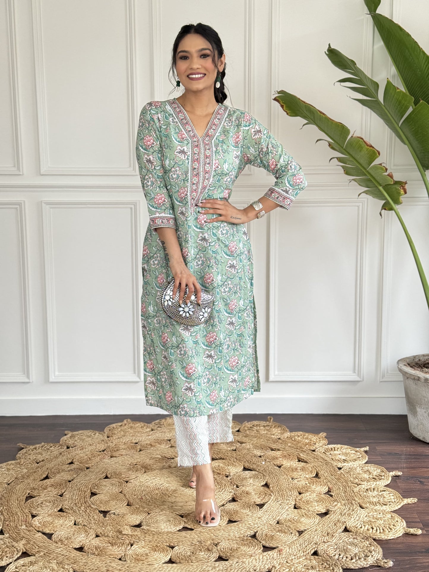 Green Bloosom Shree Coord Set