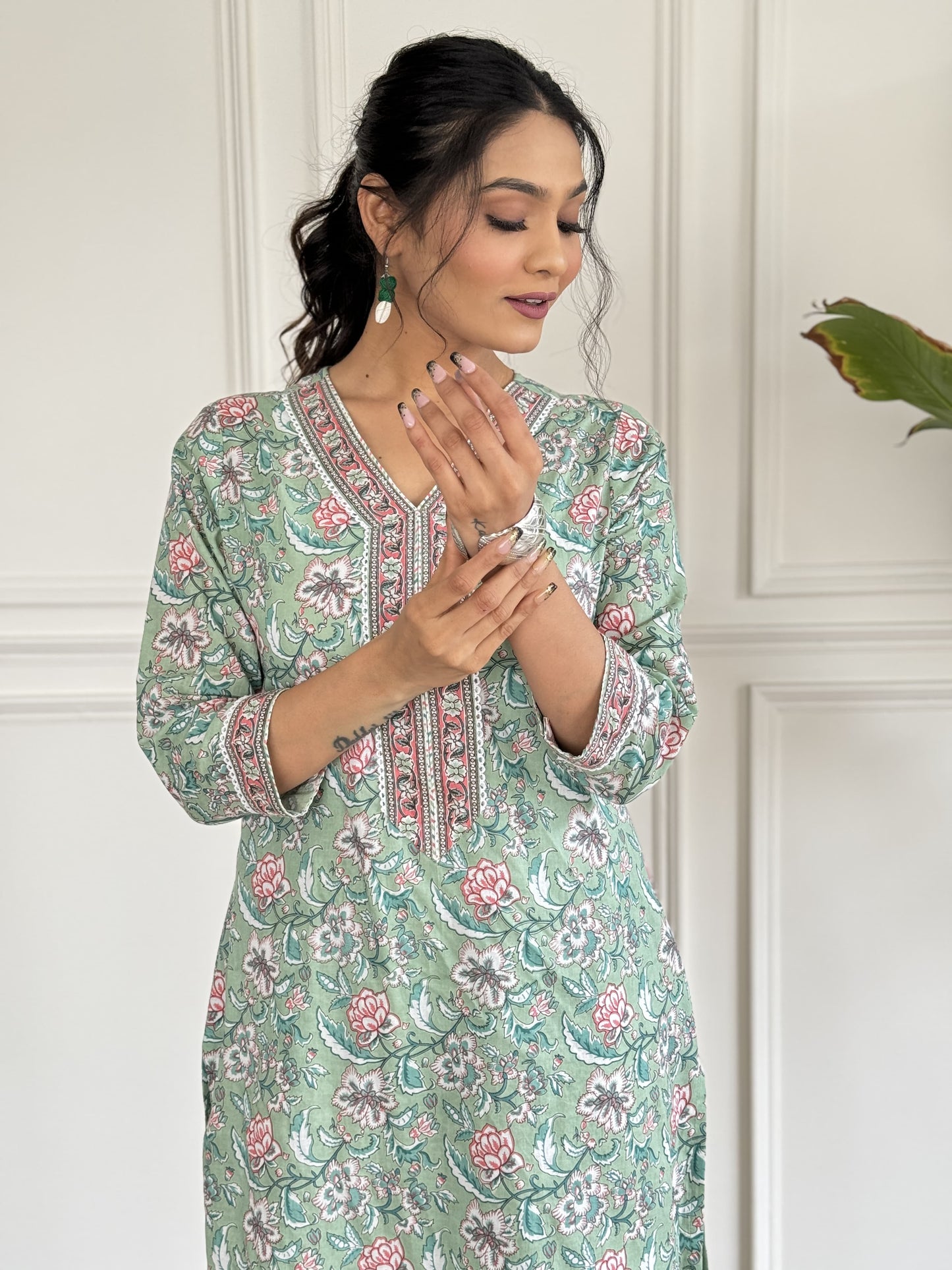 Green Bloosom Shree Coord Set