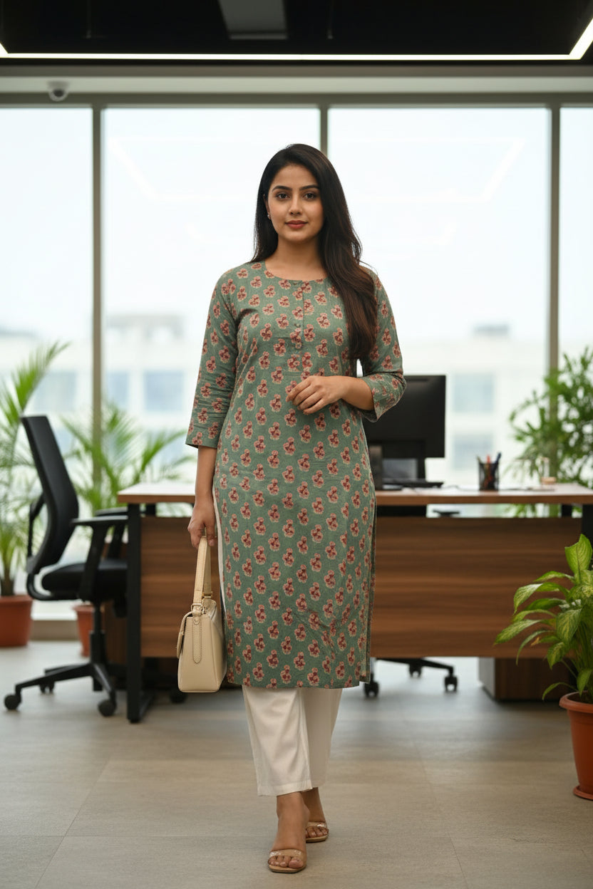 Green Amery Kurta