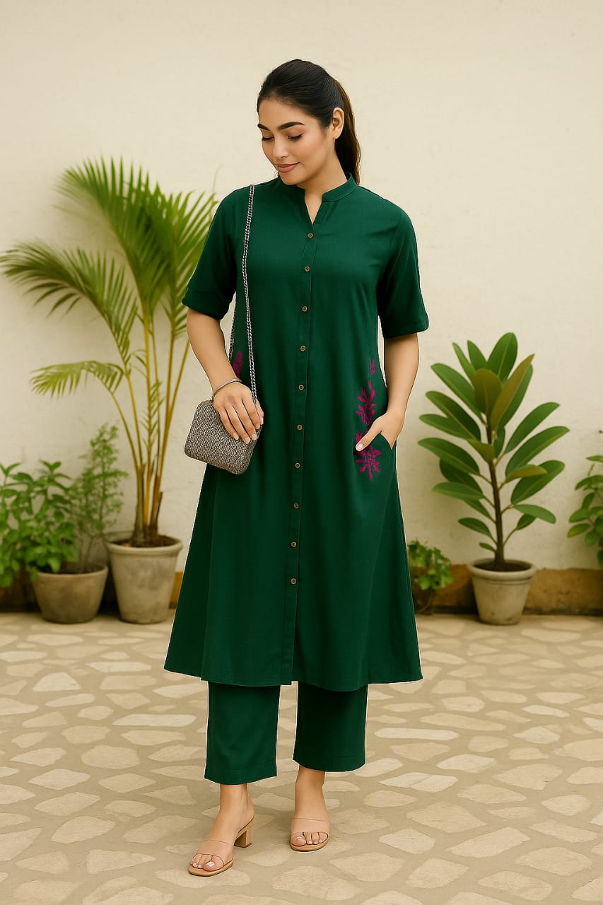 Solid Green Alina Coord Set
