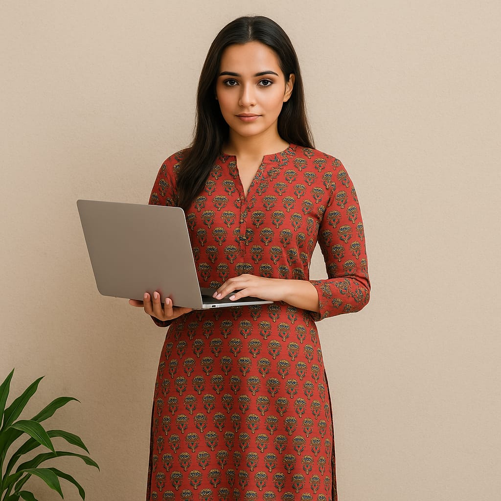 Maroon Block Print kurta