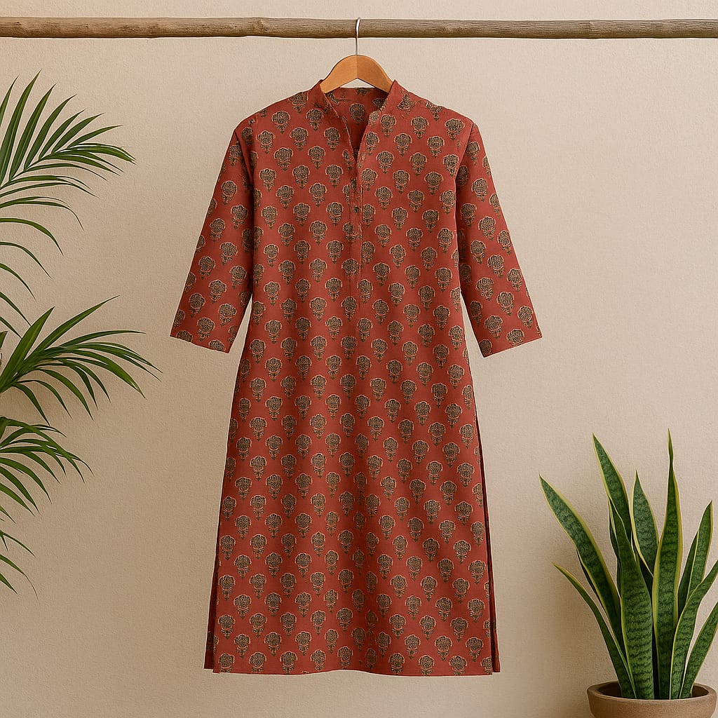 Maroon Block Print kurta