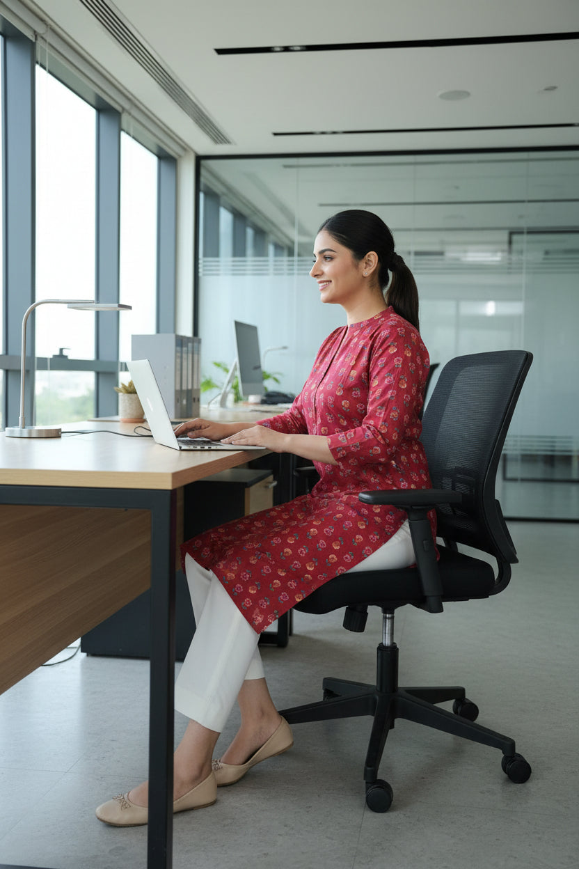 Maroon Floral Block Print Kurta