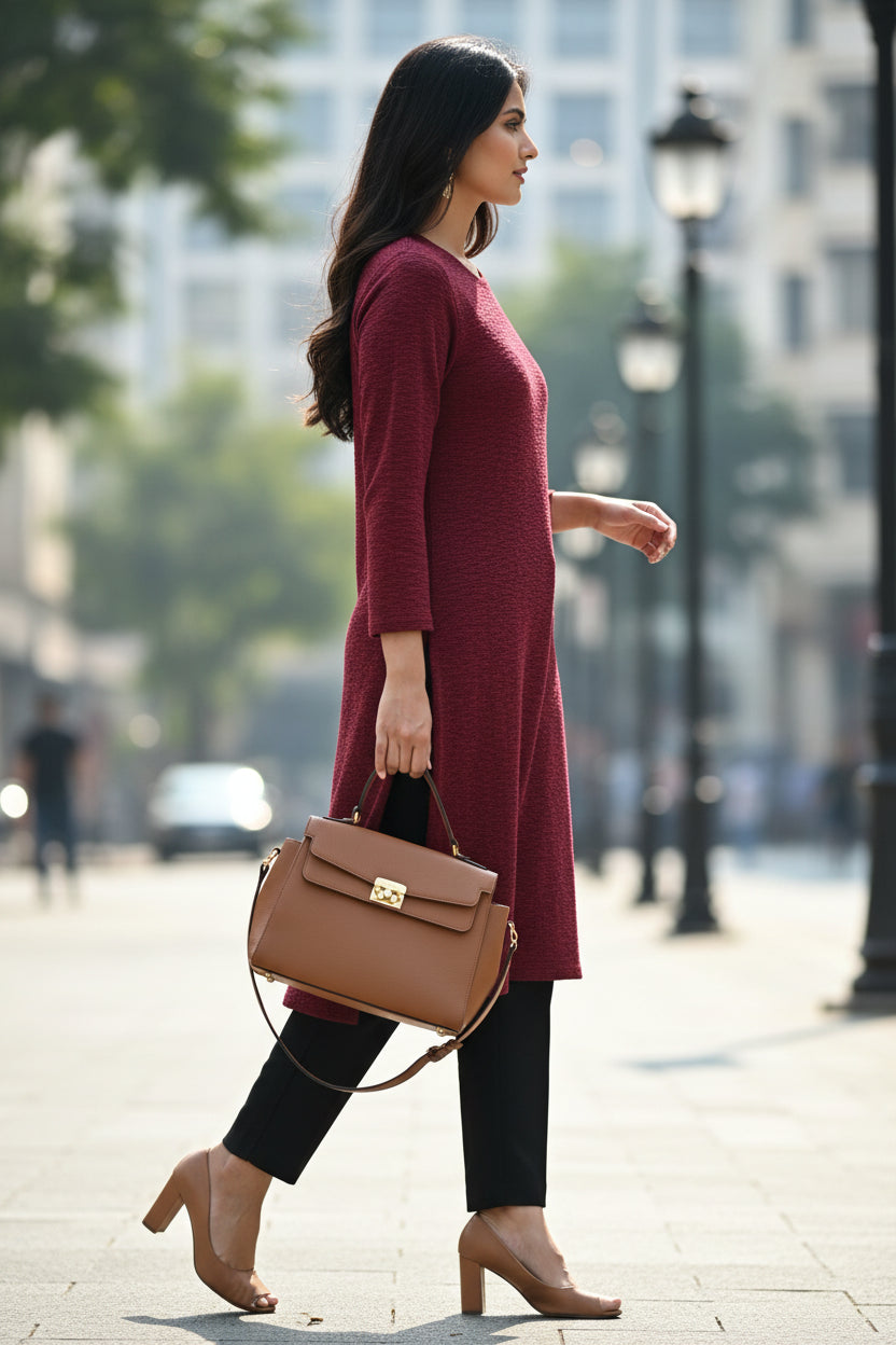 Maroon Attitude Winter Kurta