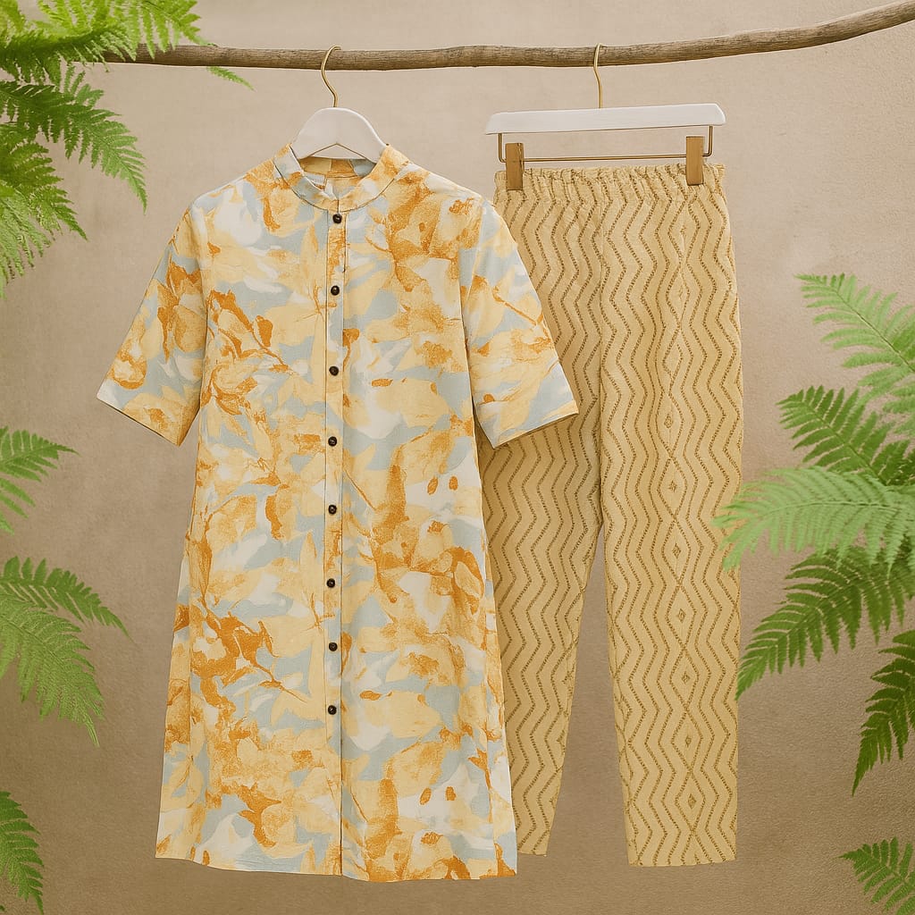 Orange Floral Alina Coord set