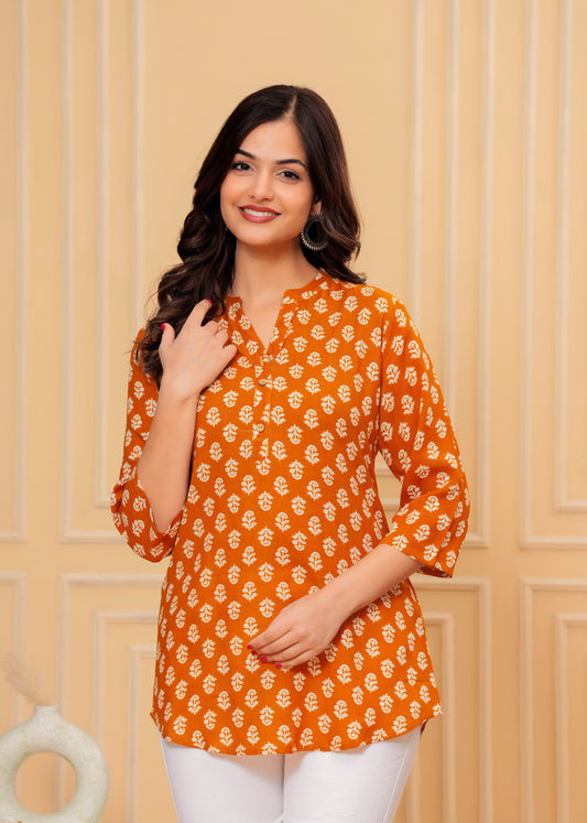 ORANGE HANDY TEXO TUNIC TOP