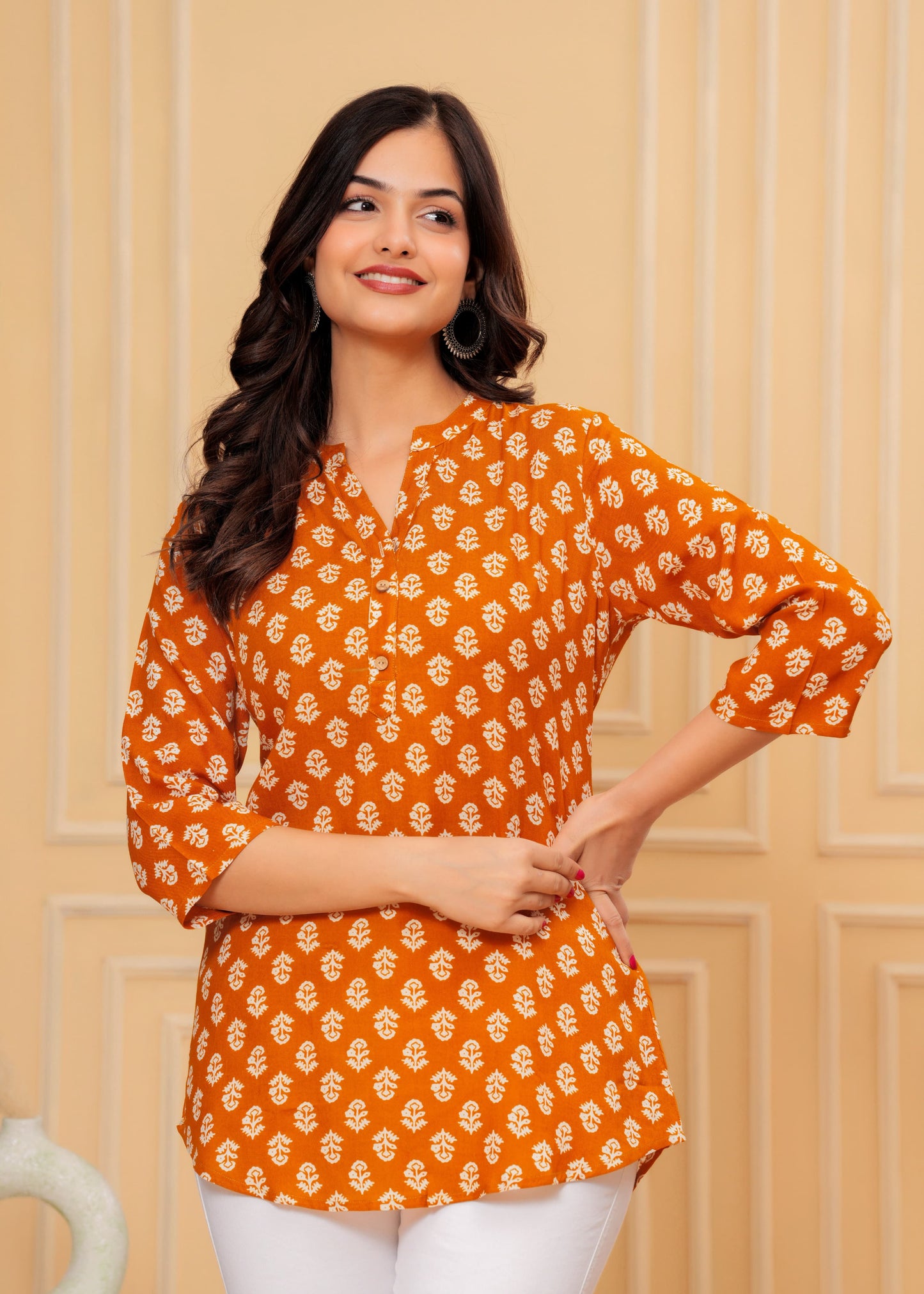 ORANGE HANDY TEXO TUNIC TOP