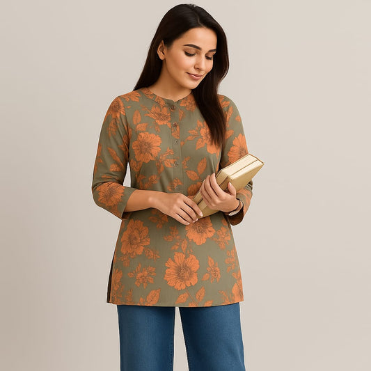 Grey Cotton Novy Tunic top