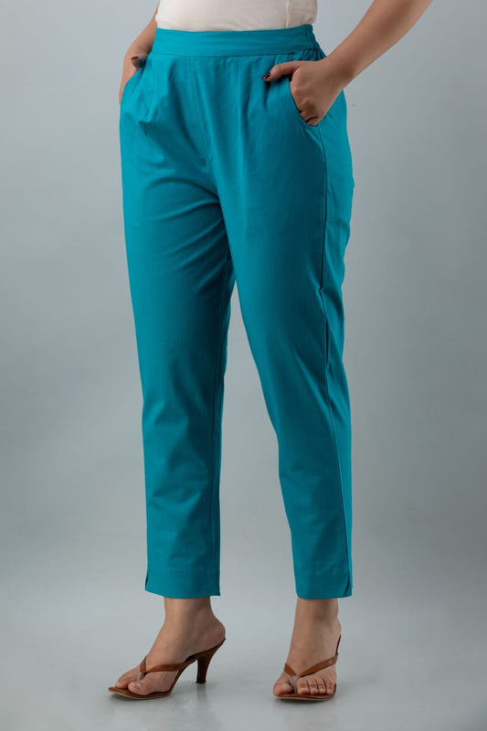 Rama Green Cotton Straight Pant