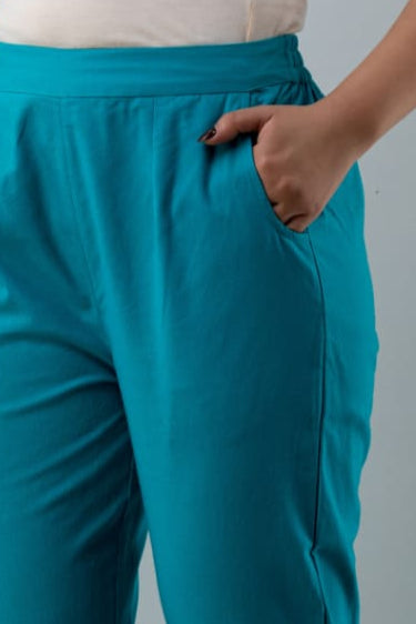 Rama Green Cotton Straight Pant