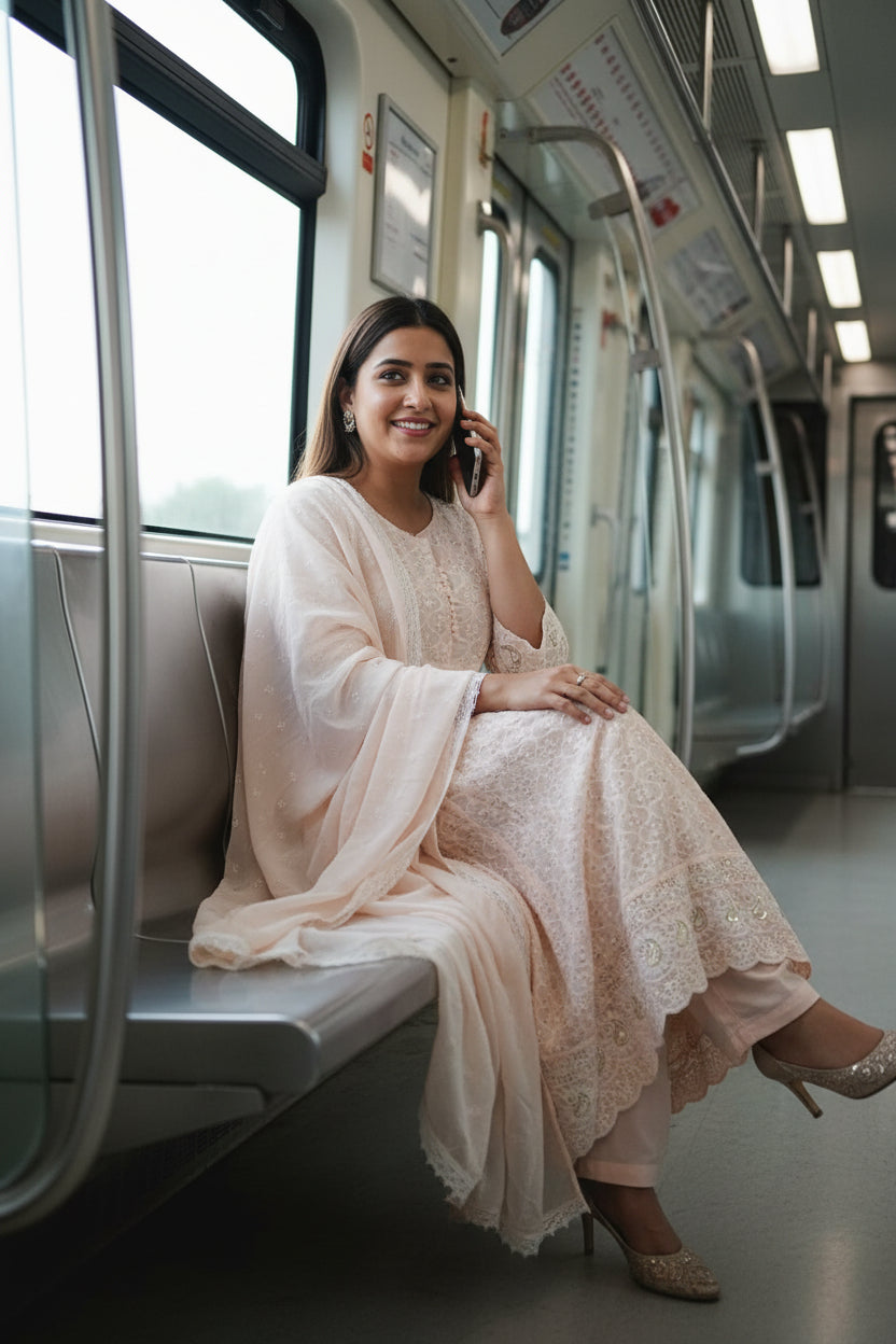 Peach Aline Vanhula Kurta Set