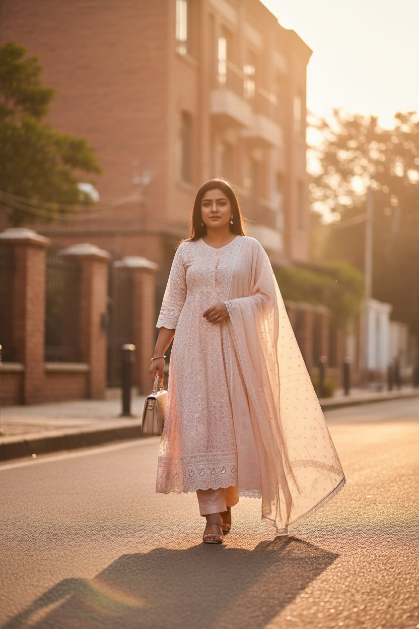 Peach Aline Vanhula Kurta Set