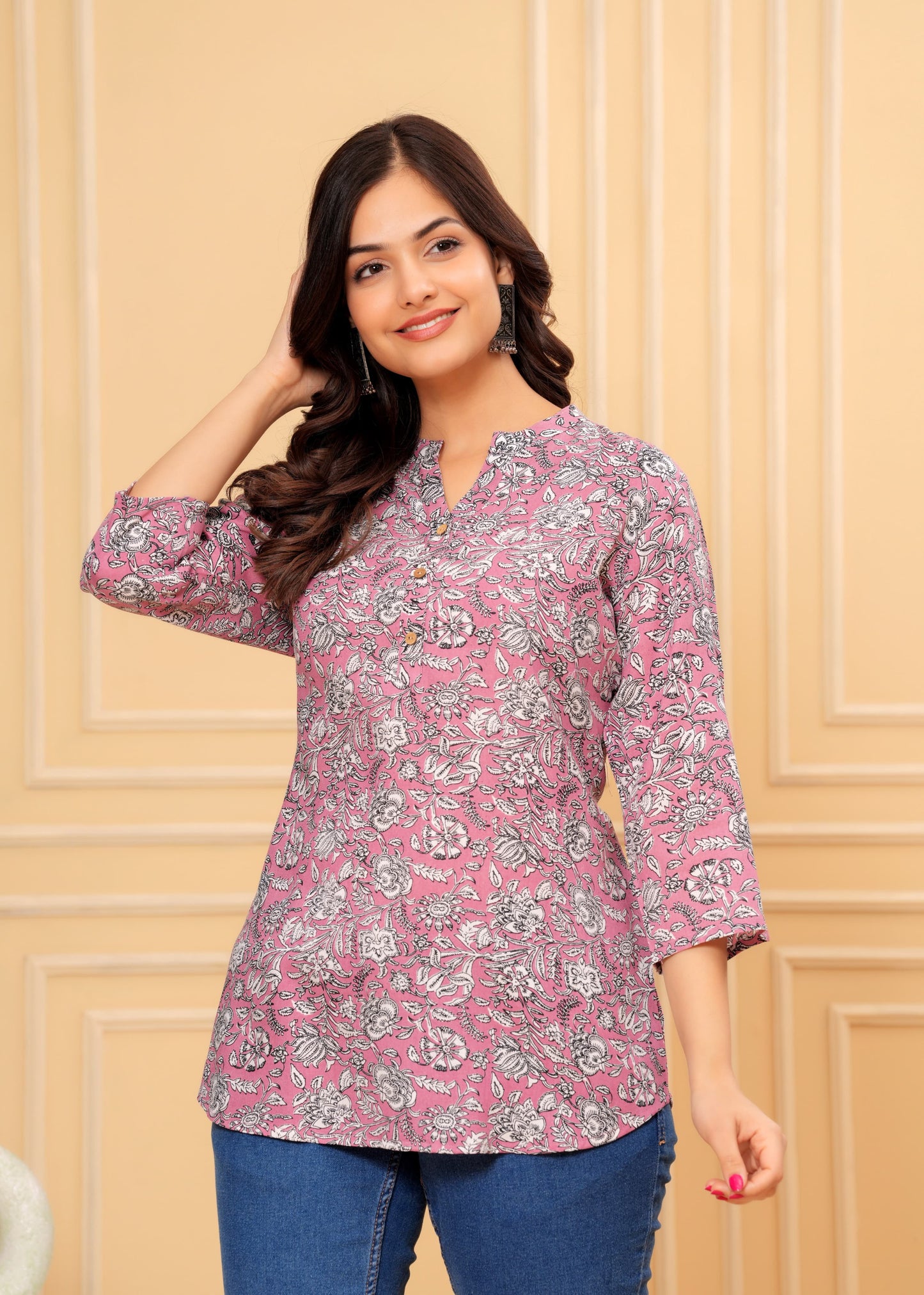 Pink Cotton Texo Tunic Top