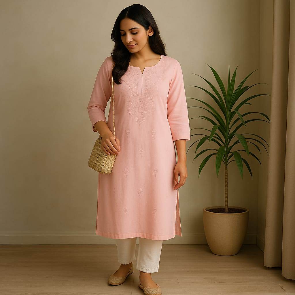 Pink cotton Adab kurta