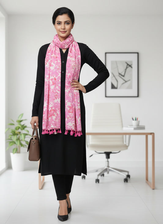 Pink Floral Scarf