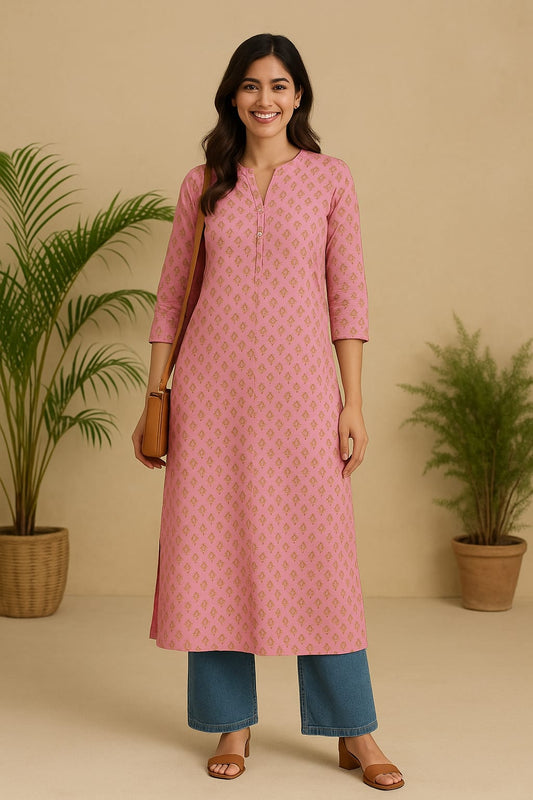 Pink  Printed kurta