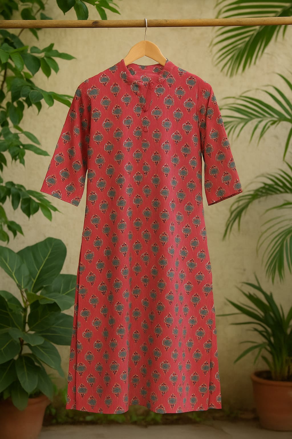 Red Printed kurta