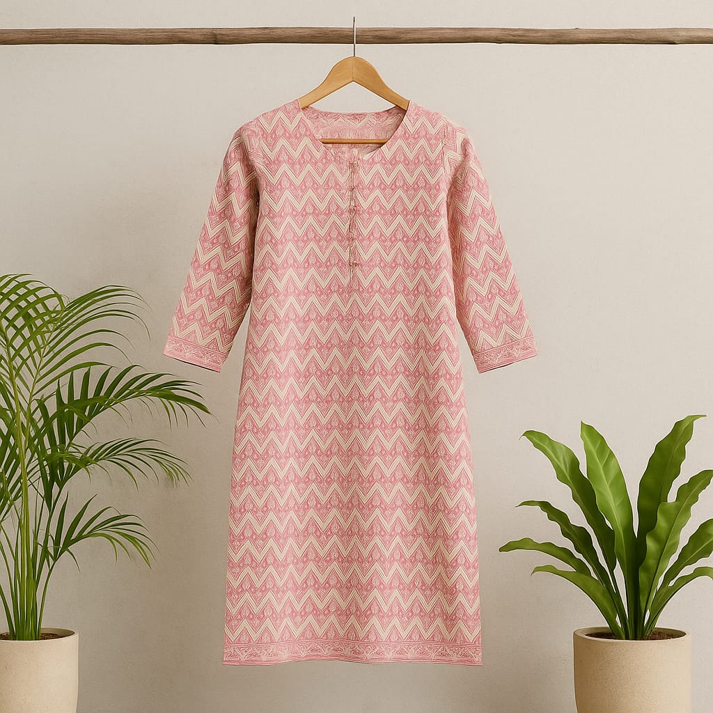 Pink Zik-Zak Printed kurta