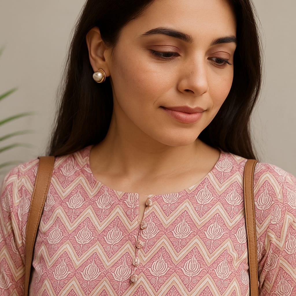 Pink Zik-Zak Printed kurta
