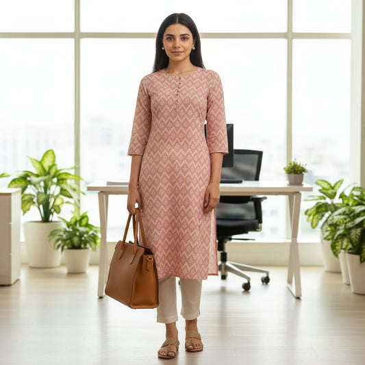 Pink Zik-Zak Printed kurta