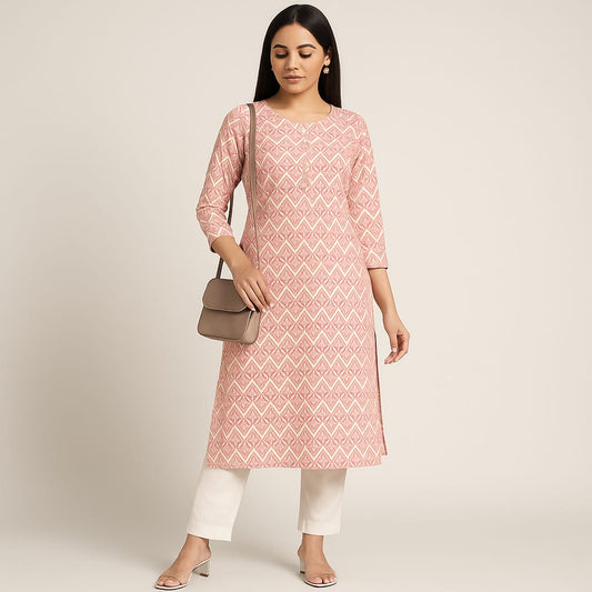 Pink Zik-Zak Printed kurta