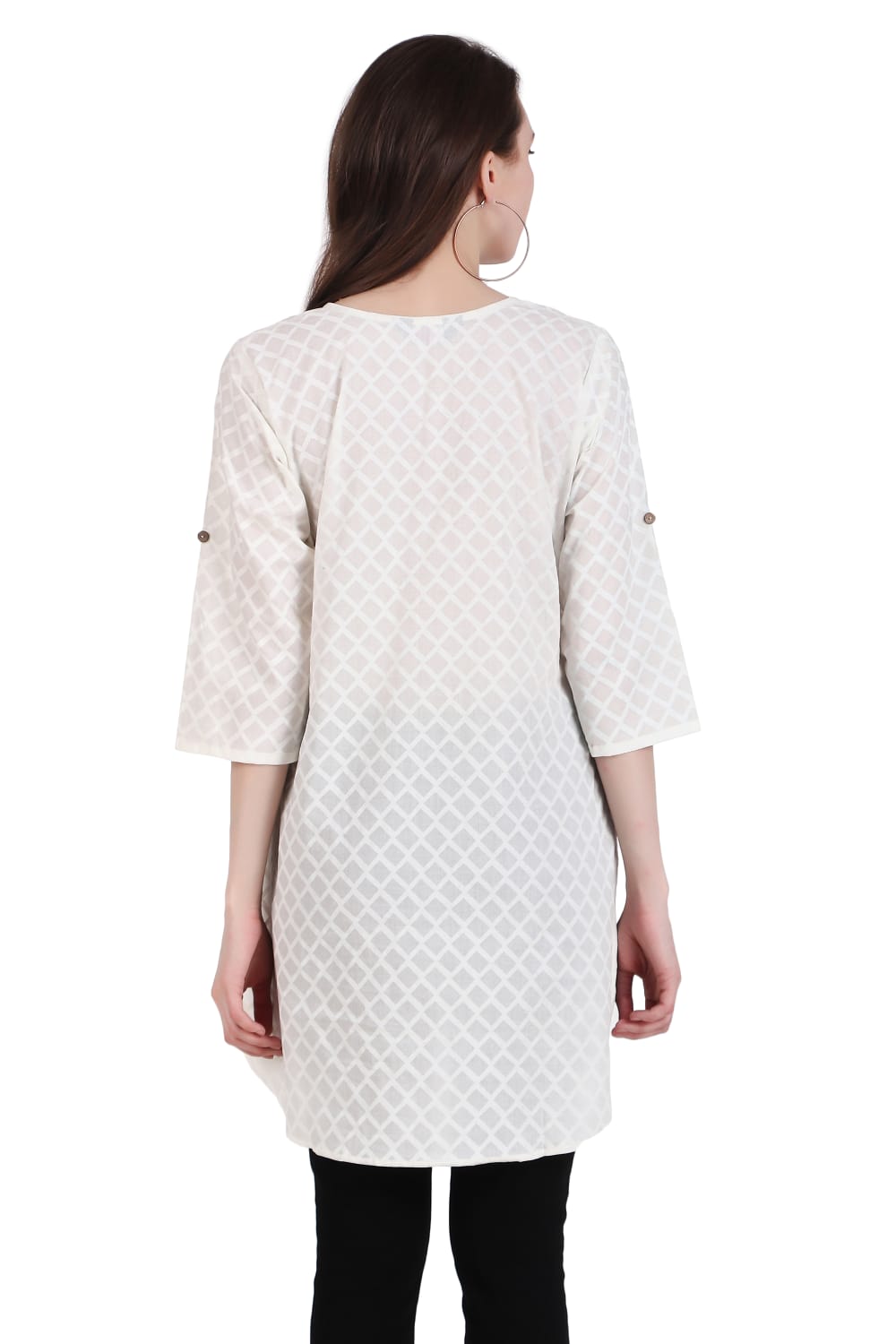 White Solid Short Kurta