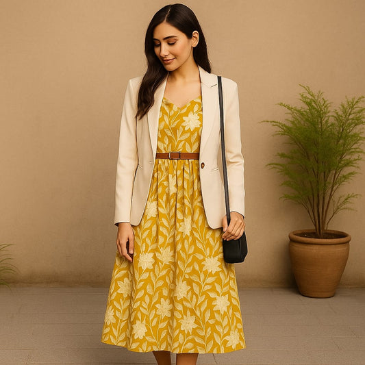 Yellow cotton Strappy  kurta