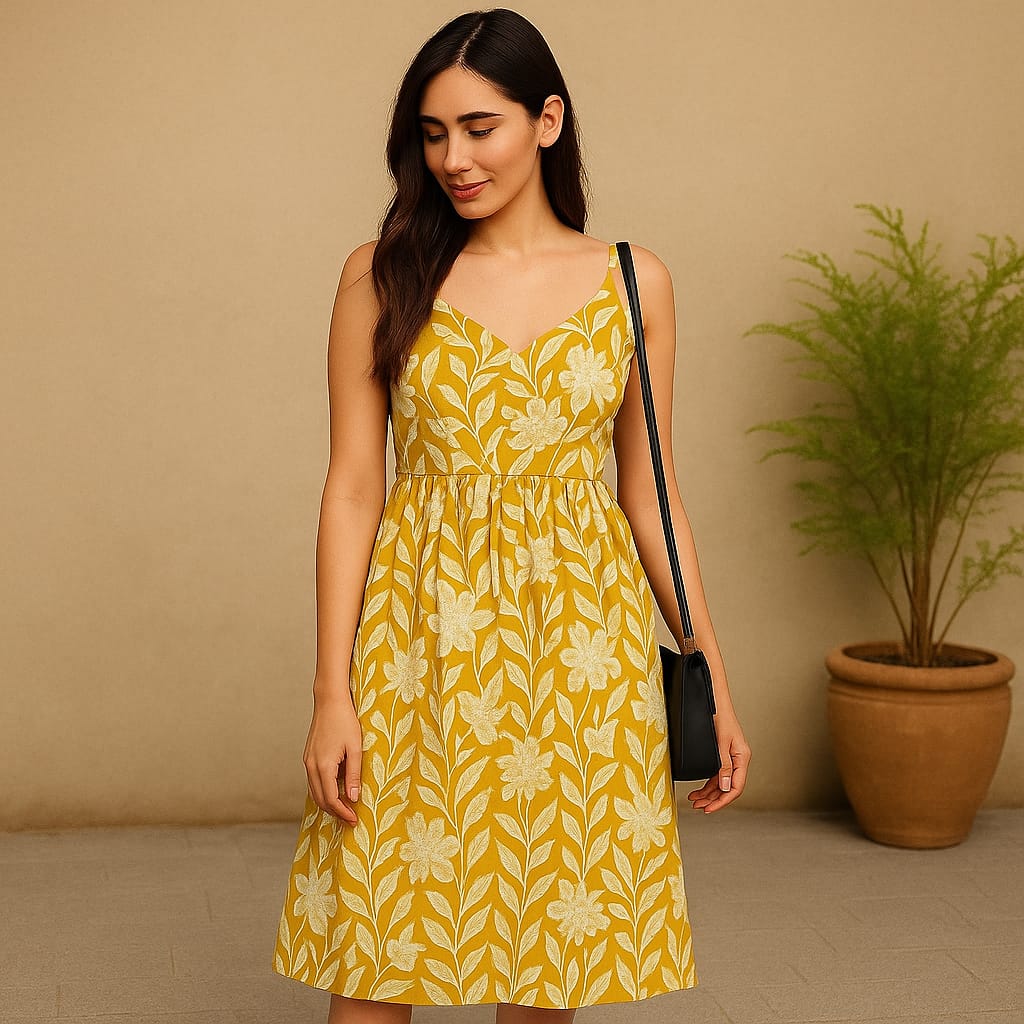 Yellow cotton Strappy  kurta