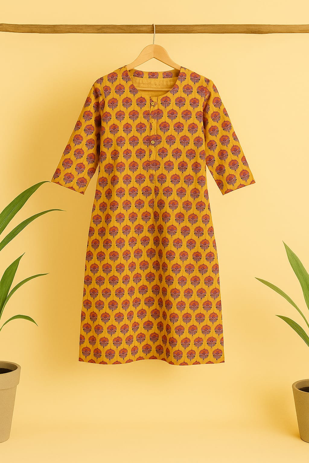 Yellow Floral Printed kurta
